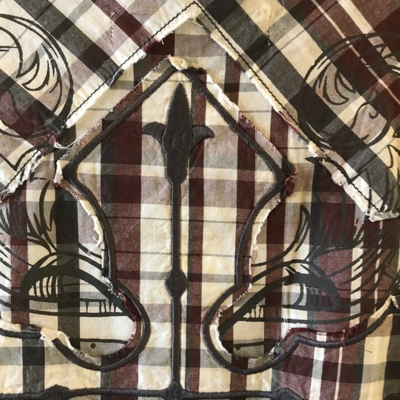 Men's Indigo Star Shirt Embellished Short Sleeve - Picture 7 of 9